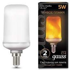 Лампа светодиодная LED 5Вт E14 1500K T65 Corn Flame Gauss